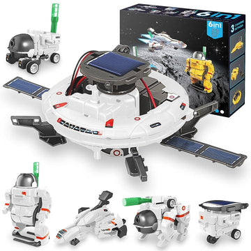 Playsheek Stem Projects For Kids Ages 8-12 Solar Robot Kit 6-In-1 Space Toys For 10-Year-Old Boy Girl Gift Building Toys Science Kits Christmas Birthday Gifts For 8 9 10 11 12 Year Old, White