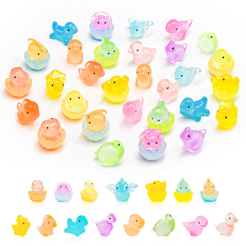 HOMICO 30 Pieces Luminous Mini Dinosaur for Dollhouse Tiny Resin Dinosaurs Mini Animals for Fairy Garden Micro Landscape Aquariu
