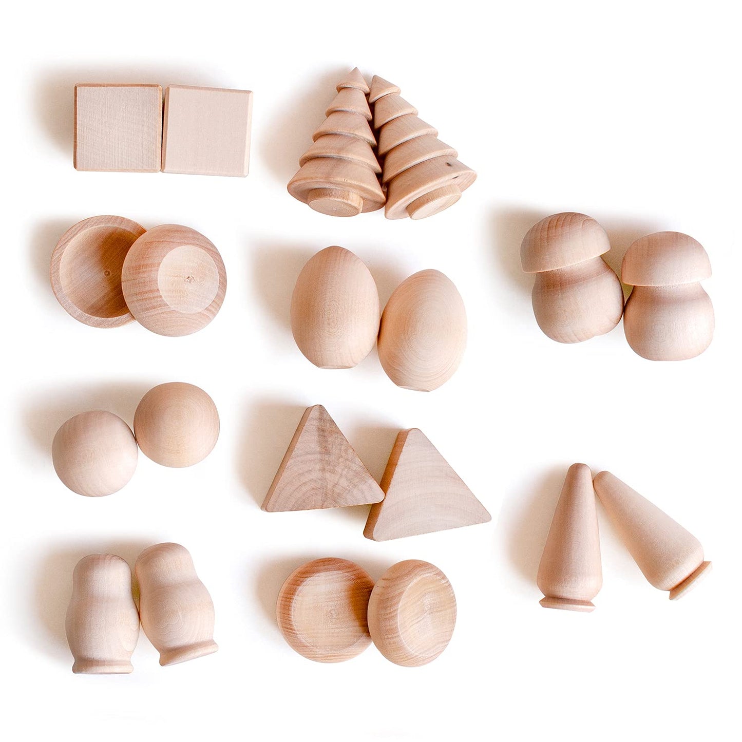 Ulanik Wonderful Bag Toddler Montessori Toys For 3 Year Old + Unfinished Wooden Figurines For Shape Sorting & Diy Painting Pyrography Decoupage Crafts — 20 Pcs