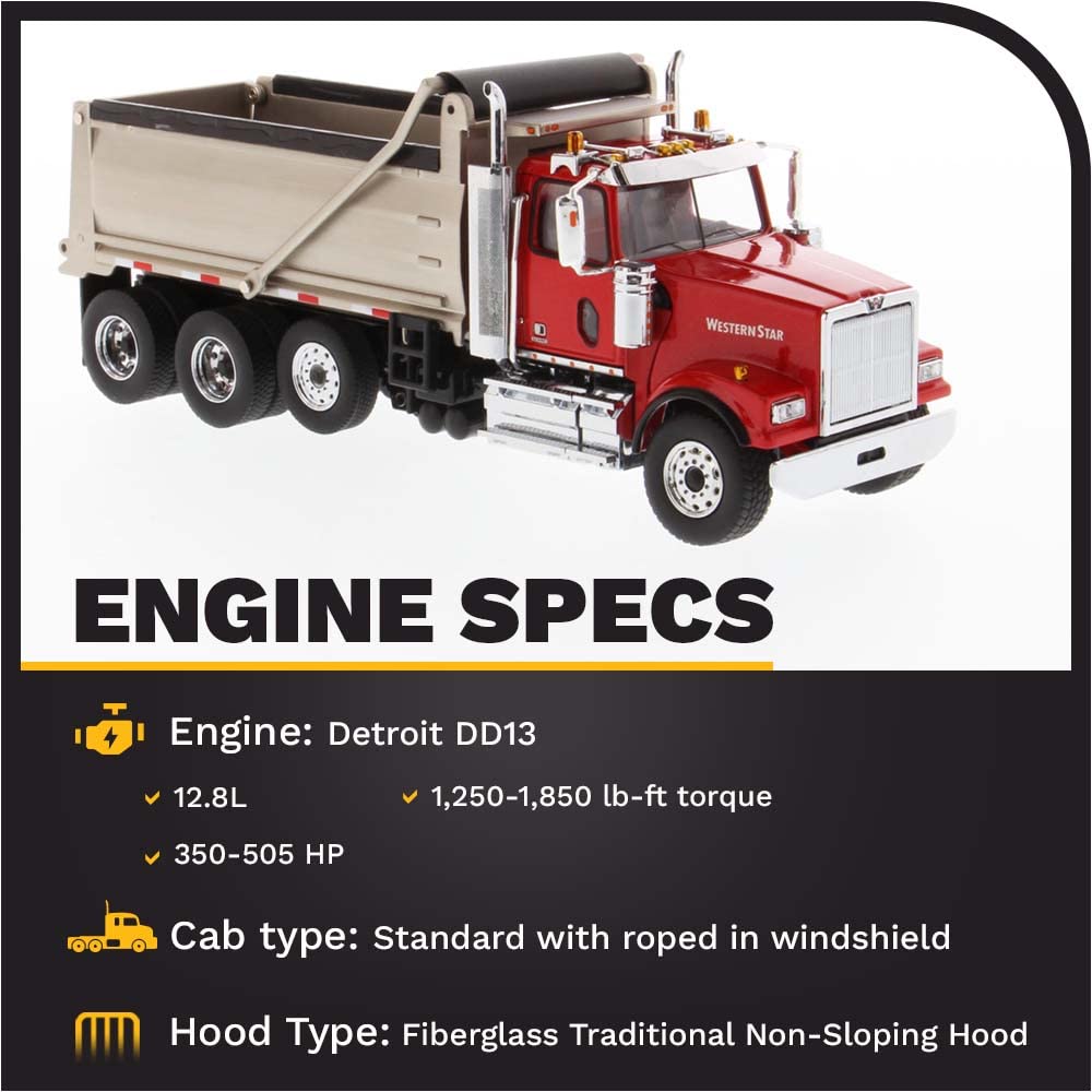 Diecast Masters Western Star 4900 Sffa With Lift Axle Silver Plated Dump | Real Dump Truck Specifications | 1:50 Scale Model Sem