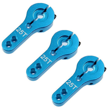 3PCS Vgoohobby 25T Aluminum Servo Horns Arms M3 Threads Metal Steering Arm Compatible with RC Car Truck Buggy Airplane,Blue