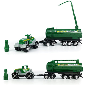 Kid's Farm Toys Tractor Trailer Trucks Vehicle Playset Grain Loader Forklift Pickup Tow Truck Towing Water Tank Log Transport, 1