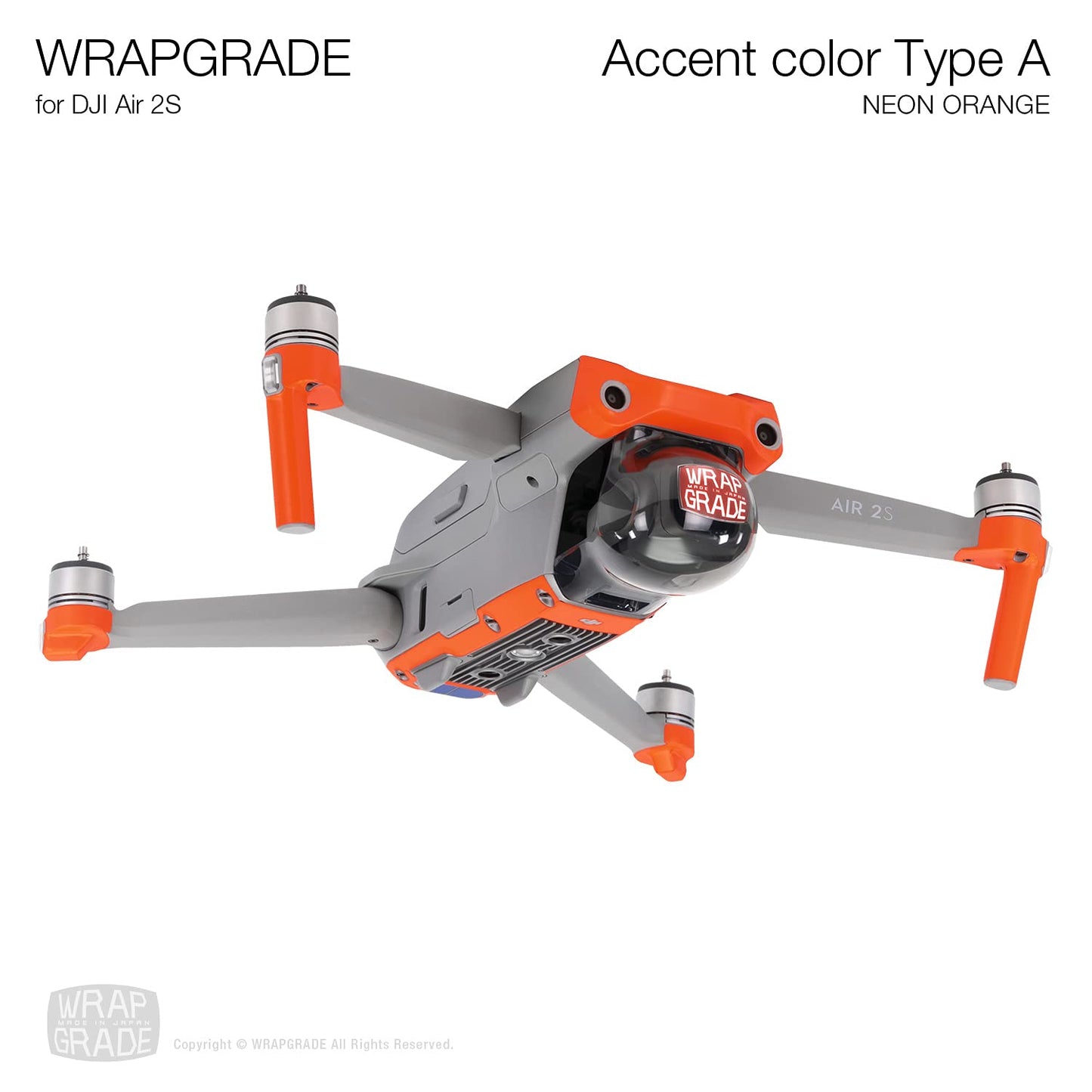 Wrapgrade Skin Compatible With Dji Air 2S | Accent Color A (Neon Orange)