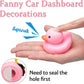 Wonuu Pink Duck Car Dashboard Decorations Rubber Duck Car Ornaments Cool Duck With Propeller Helmet Sunglasses Gold Chain (Gorgeous Rose)