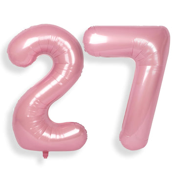Suwen 40 Inch Large Pink 27 Balloon Numbers Big Foil Helium Number Balloons 0-9 Jumbo Happy 27Th Mylar Birthday Party Decoration