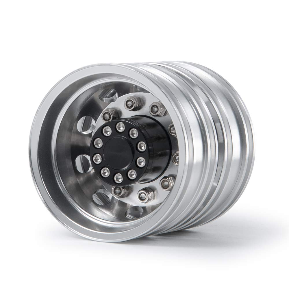 QUE-T 4pcs Aluminum Rear Wheel Hubs Rims for 1/14 Tamiya Tractor Climbing Trailer RC Car Upgrade Parts