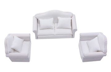 Fateanuki 1 12 Scale Doll House Furnitures 3Pc Sofa Miniature Dollhouse Toy Parlor Bedroom Decoration Accessories
