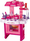 Kids Kitchen Play Set Pretend Cooking Toy with Sink, Stove, Oven, Pots, Pans & Utensils, Educational Role Play Kitchen Set for B