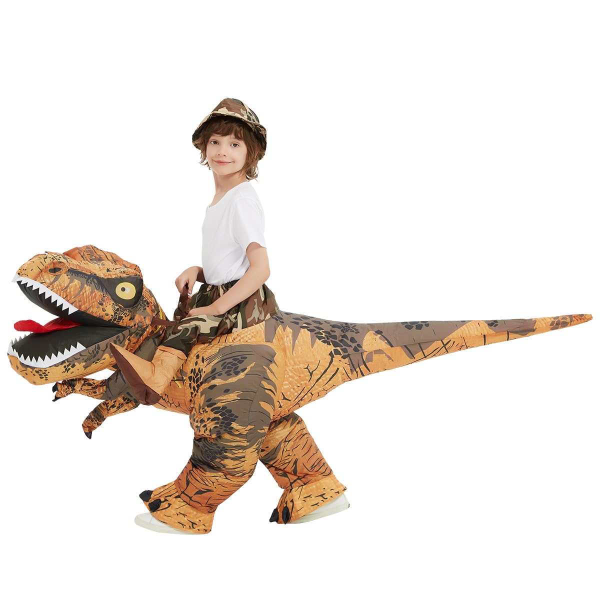 Goosh Inflatable Dinosaur Costume Kids Halloween Blow Up Costume For Boy Girl Funny Riding T Rex For Party Cosplay (4-6Yrs)
