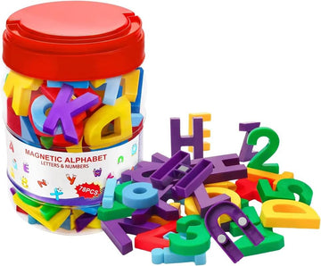 Kiveed Magnetic Letters And Numbers Toy Set: Strong Magnetic 78 Pcs Colorful Alphabet Magnets For Toddlers - Educational Abc 123