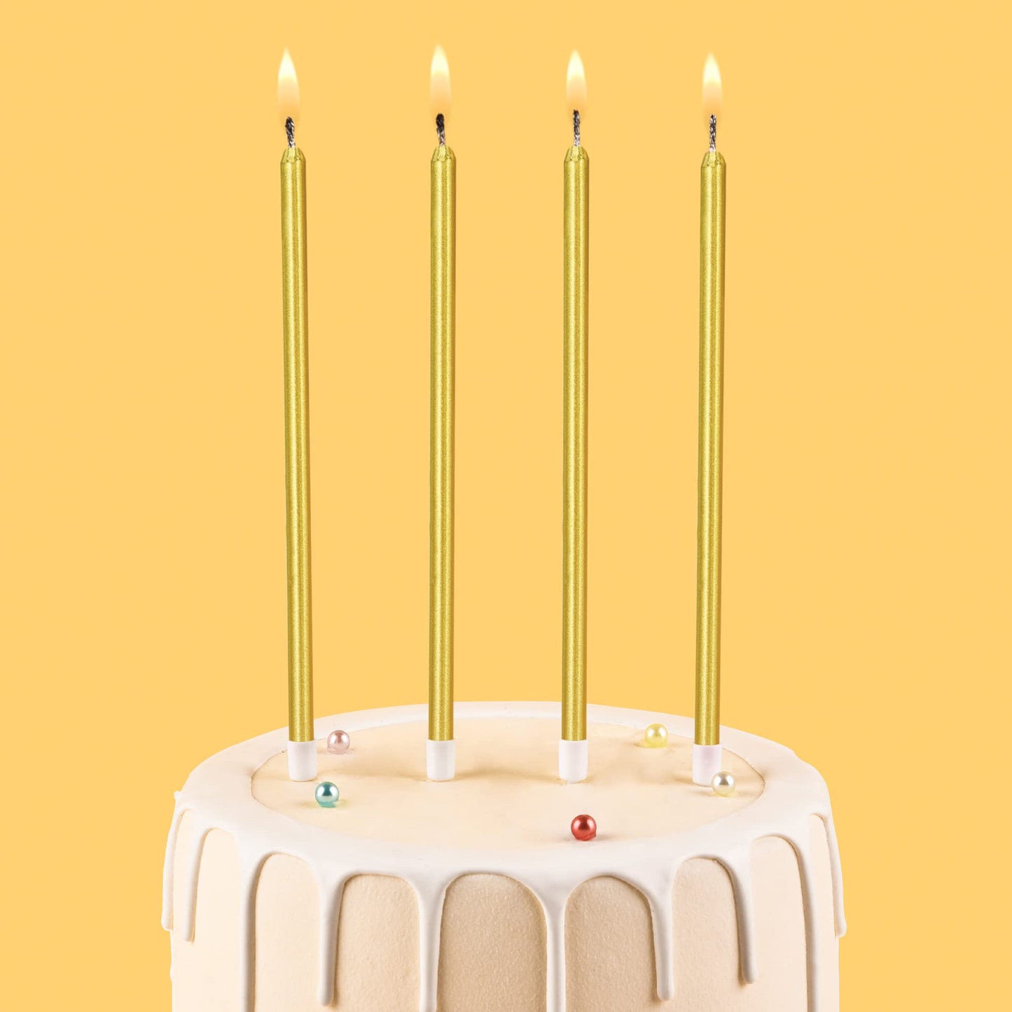 CAKE CODE 24-Count Gold Long Thin Birthday Candles, Cake Candles, Birthday Parties, Wedding Decorations, Party Candles