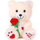 Chalyna 10 Inches Toy With Rose Plush Stuffed Animal Plush Valentine'S Day Bear Toy Plush Puppy Dog With Heart Rose For Girlfrie