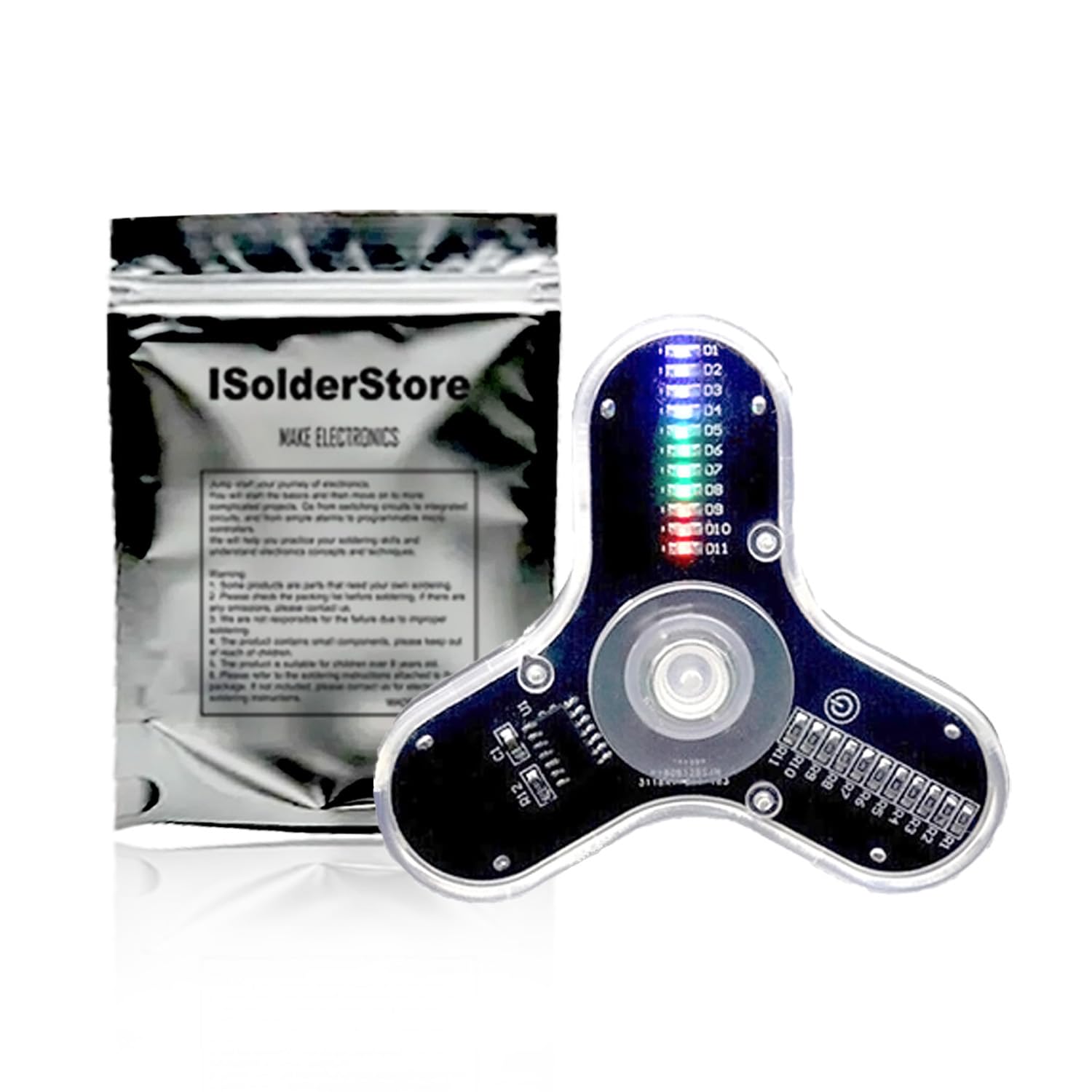 Soldering Practice Kit 3 Leaves LED Rotating Gyroscope DIY Kit Soldering Project Electronics Kit Soldering Practice Kit for Kids mature-themed ISolderStore