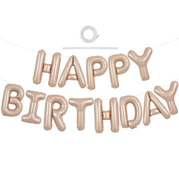 Toniful Light Brown Happy Birthday Balloons Banner, 16 Inch Light Brown Mylar Foil Letters Birthday Sign For Girls Boys Kids & A
