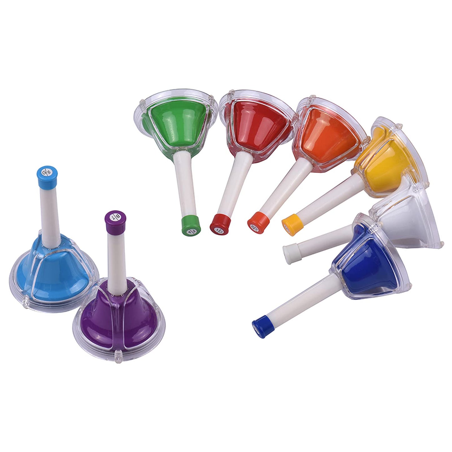 Elbme 8 Note Diatonic Metal Bell Colorful Handbell Hand Percussion Bells Kit Musical Toy For Kids Children For Musical Learning 