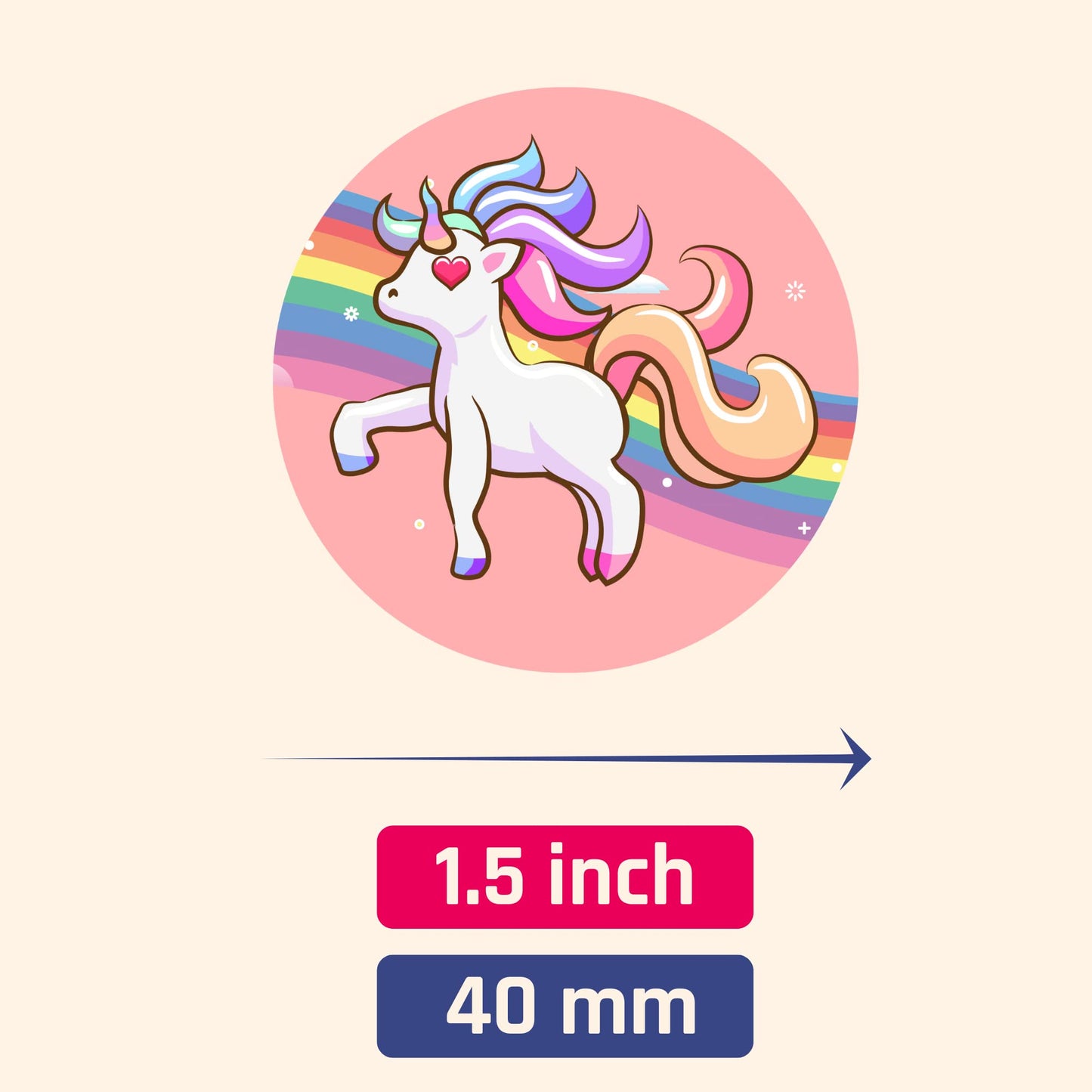 40 Sheets - Unicorn Stickers For Party Bags - 400 Stickers, 1.5''