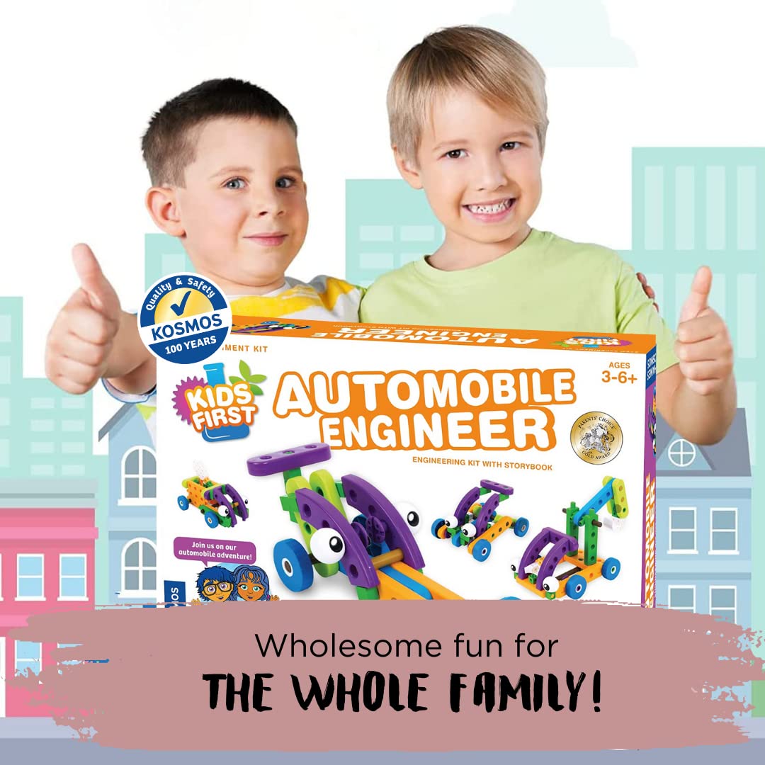 Thames & Kosmos Kids First Automobile Engineer Kit | STEM Toy | 32-Page Storybook | Ages 3+ | Gold | Model 567006