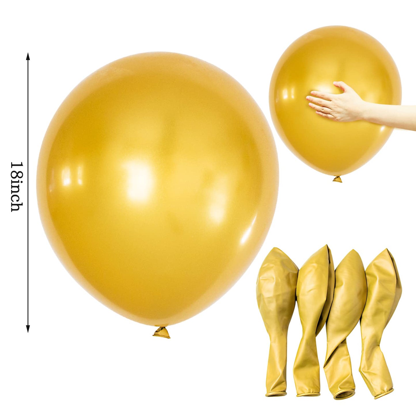 Metallic Gold Balloons 18 Inch 12 Pack Chrome Golden Large Latex Balloon Round Helium Balloon For Christmas Wedding Birthday Par