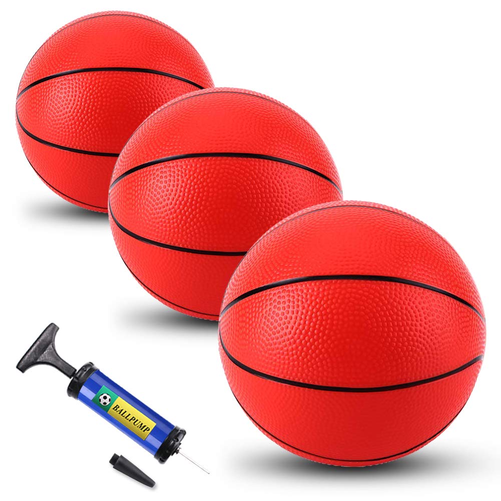 TNELTUEB Mini Basketball for Kids Replacement 3 Pack with enhanced Pump  Fits All Standard Swimming Pool Basketball Hoop Indoor Outdoor Pool Game Toy Water Games - Soft and Bouncy8.5 Inch