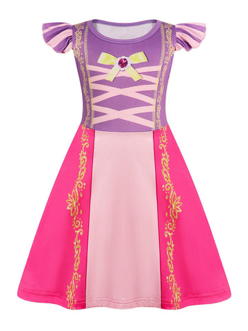 Sukyfecde Princess Dresses for Girls Toddler Kids Halloween Costume Outfits Birthday Party Dress Up Size 6 Purple