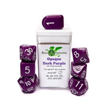 R4I Dice w/ Arch'd4: Opaque - Dark Purple w/ White (7)