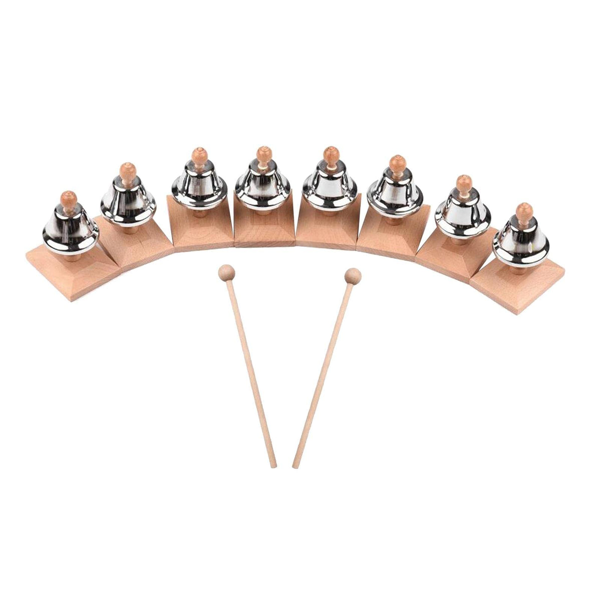 Trendynest 8 Notes Diatonic Hand Bells Education Percussion Instrument Pine Wood | Toys & Hobbies | Educational | Music & Art
