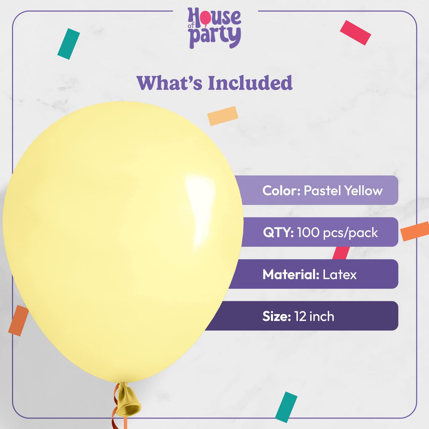 House Of Party Pastel Yellow Party Balloons - 100 Pcs | 12 Inch Single Color Latex Balloons For Birthday, Wedding, Bachelor & Ch