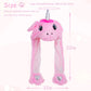 Arcimatto Animal Hat Plush Unicorn Ears Moving Jumping Dress Up Cosplay Party Christmas Holiday Cute Cap For Kids Adults (Pink U