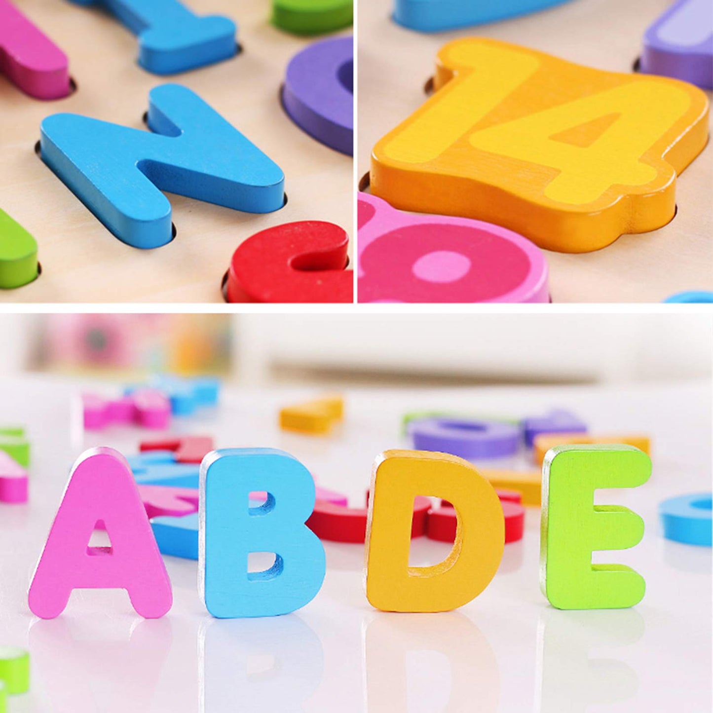 BOBY Wooden Alphabet Puzzle Toys - ABC & Number Puzzle for Toddlers 18+ Months, Multi-Colored Educational Gift, Model SR-29004