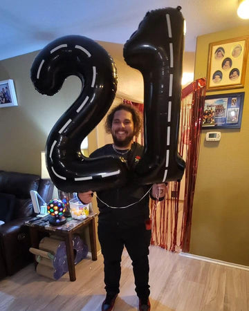 Race Car 9 Balloon, Number Balloons 40 Inch, 9Th Black Giant Birthday Decorations For Boys, 19Th 29Th Party Decorations Supplies