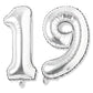 Flyloons 19 number Silver Foil Balloon 16 inch Size Birthday Decoration Items Pack of 2 | 19th Year Balloons | Nineteen