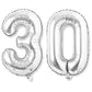 Flyloons 30 number Silver Foil Balloon 16 inch Size Birthday Decoration Items Pack of 2 | 30th Year Balloons | Thirty