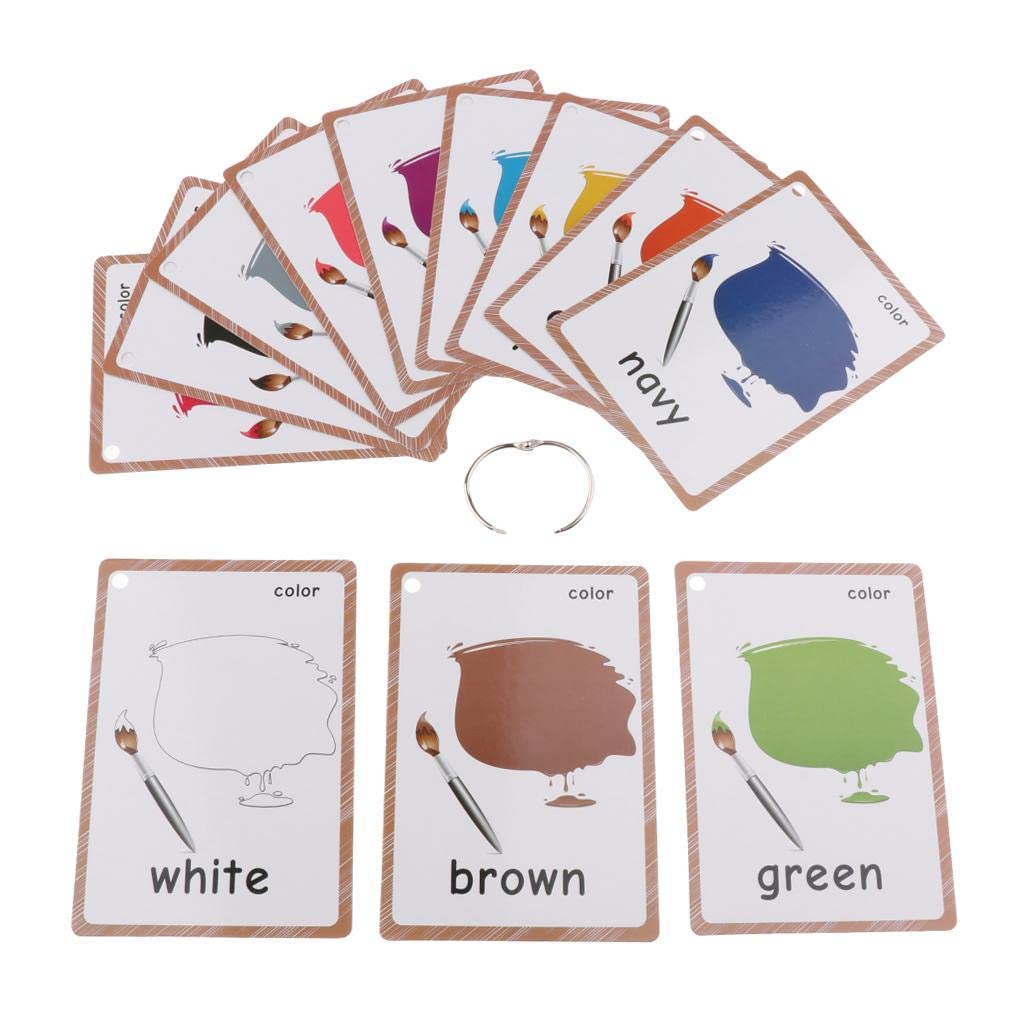 Myaddiction 12Pcs/Set Kindergarten Kids Toddlers Learn To Read Flash Cards Color