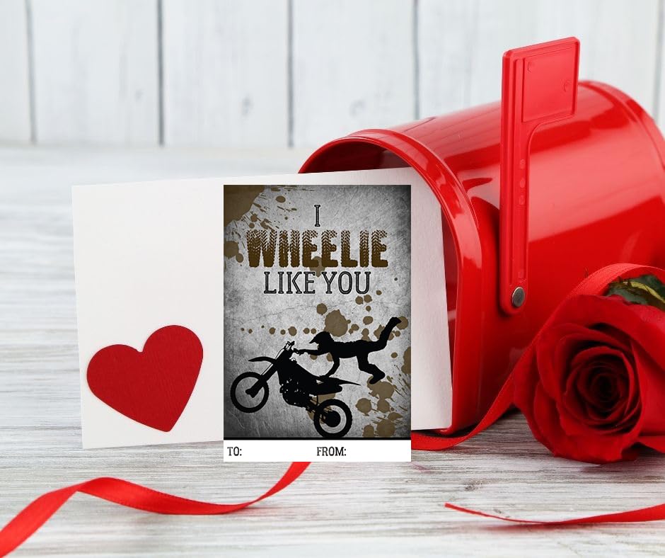 Silly Goose Gifts Dirt Bike Motorcycle Motor Themed Kid Valentine'S Day Card Set (Set Of 25) Valentine School Classroom Sharing