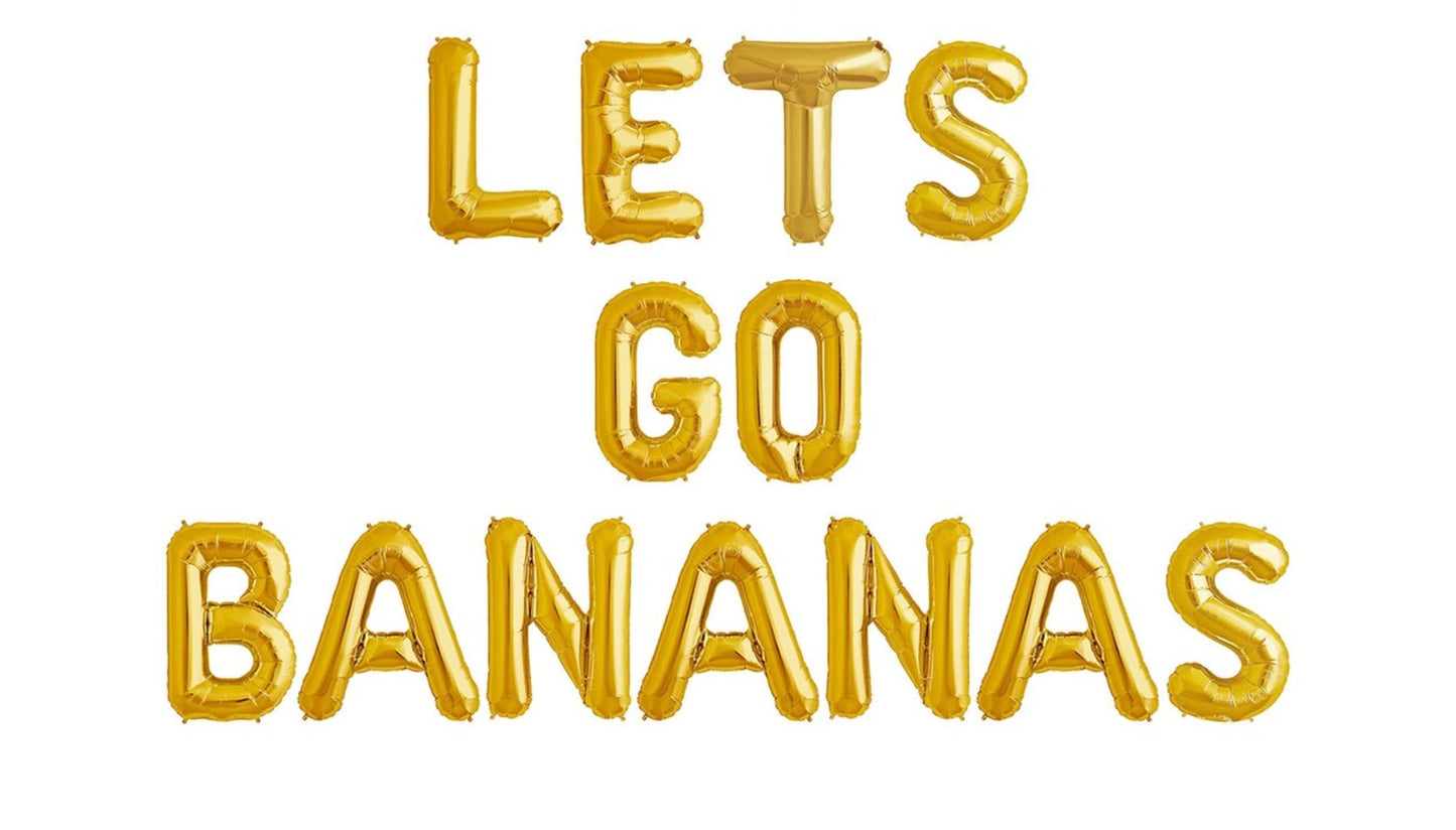 16 Lets GO Bananas Letter Banner Balloons for Tutti Frutti Balloon, Fruit Birthday Party, Twotti Frutti Birthday Decorations, Tu