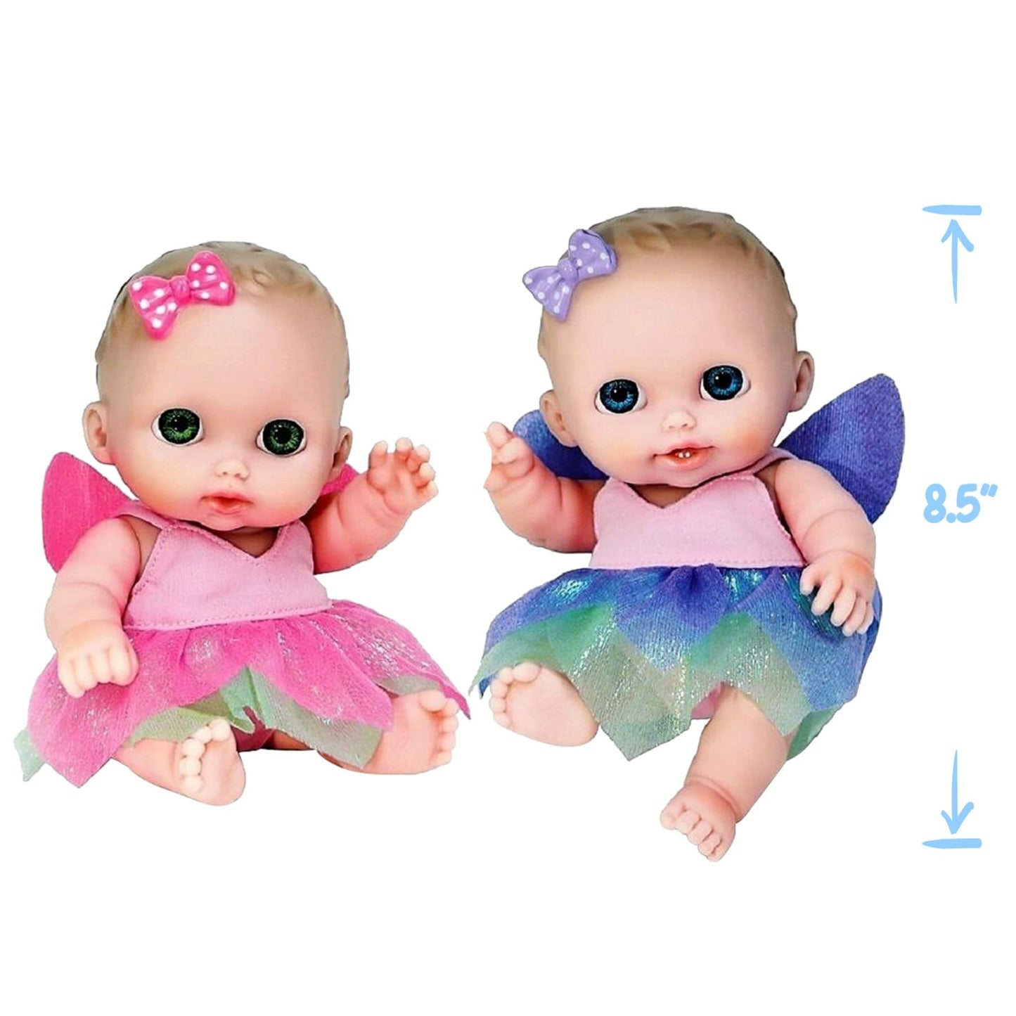 Jc Toys Lil Cutesies Twin 8.5' All Vinyl Dolls And Fairy Tea Set | Posable And Washable | Removable Outfits | Twin Dolls And Tea Accessories Ages 2+