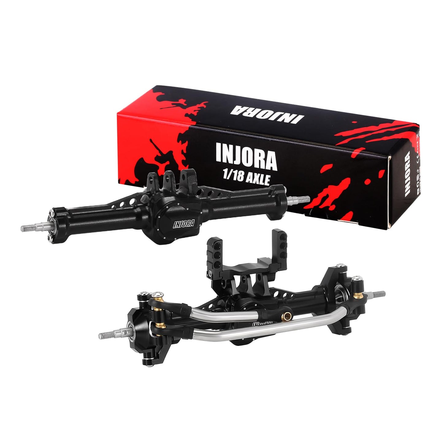 Injora +4Mm Aluminum Front And Rear Axles With Lay Down Servo Mount & Link For 1/18 Trx4M Rc Upgrade