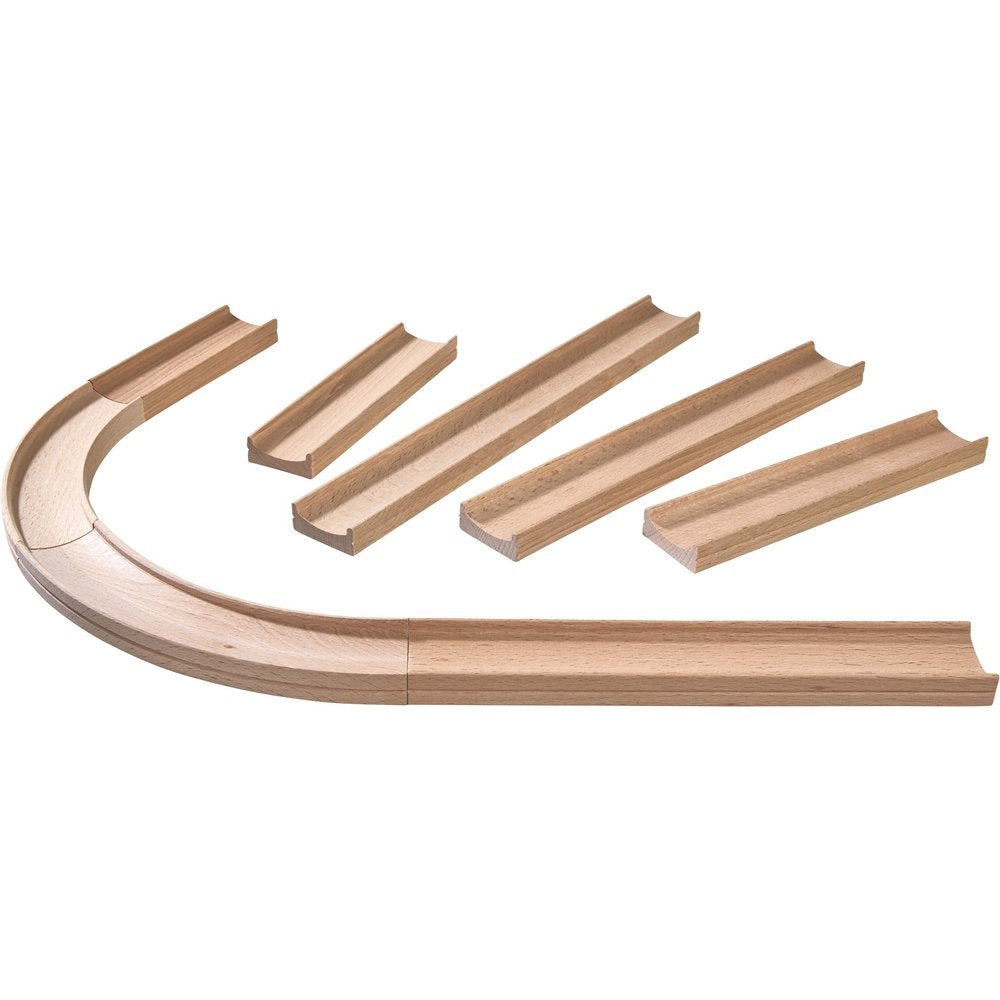 HABA Kullerbu Expansion Set - 8 Piece Straight Tracks & Curves - Beech Wood - One Size