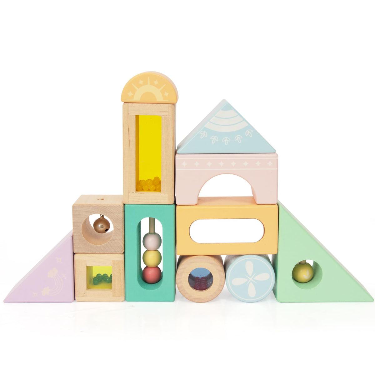 Fun with Sounds Wooden Discovery Blocks for Toddlers with Acoustic Sounds, Toddler Toys for Preschool Learning Activities (Green