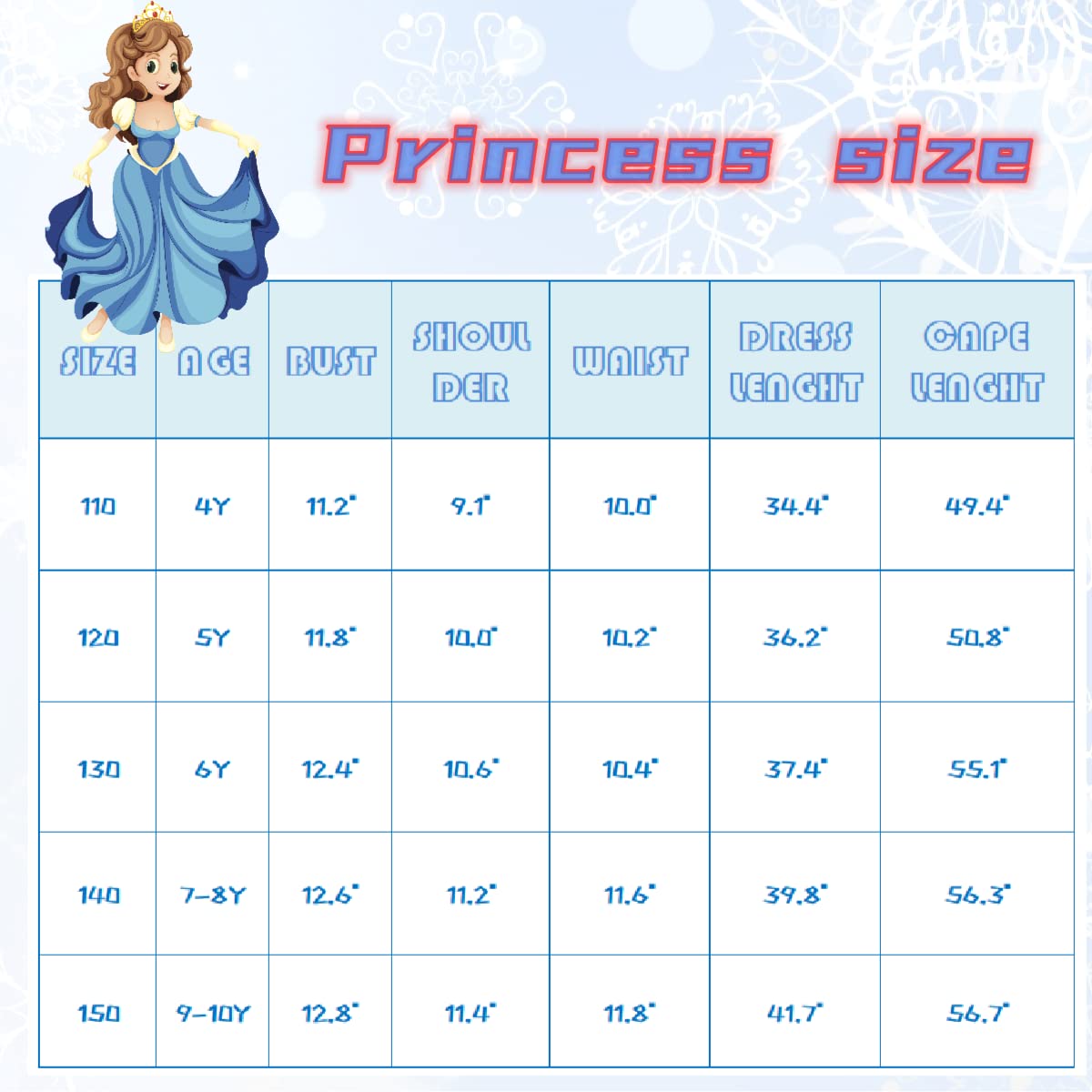 Baufuuya Princess Elsa Costume For Girls, Princess Cstume For Toddler Birthday Party Dress Up With Accessories Crown