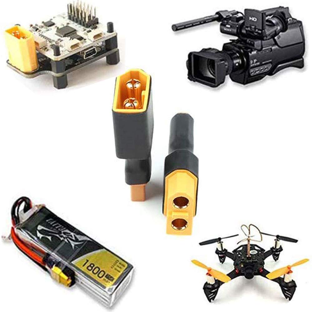 2 Pair No Wires XT30 to XT60 Plug Female Male Adapter Wireless Connector for RC FPV Drone Car Lipo NiMH Battery Charger ESC