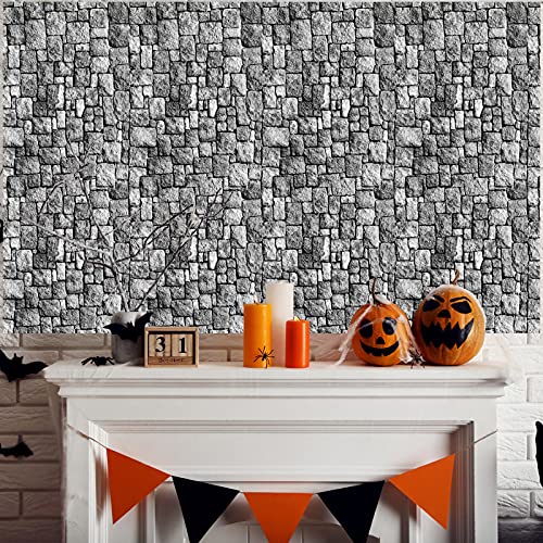 Stone Wall Tablecloths, Medieval Themed Party Decorations Supplies Disposable Plastic Brick Stone Tablecloth Castle Brick Wall Table Covers For Halloween Birthday Party Favors(108 X 54 Inch, 6 Pack)