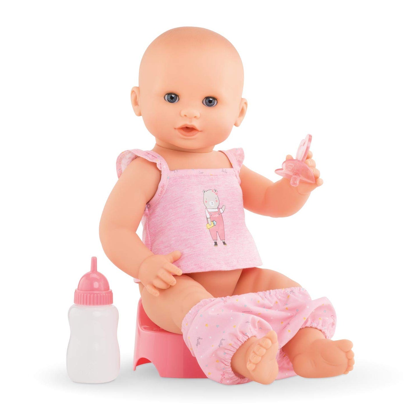 Corolle Drink And Wet Bath Baby Emma - 14    Girl Baby Doll With 3 Accessories - Bottle, Potty, And Pacifier - Really Drinks And