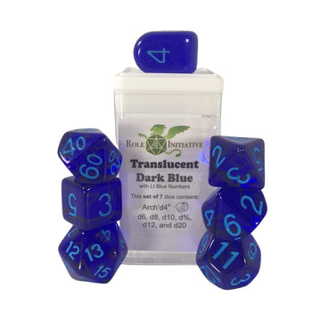 R4I Dice W/Arch'D4: Translucent - Dark Blue W/Light Blue (7)