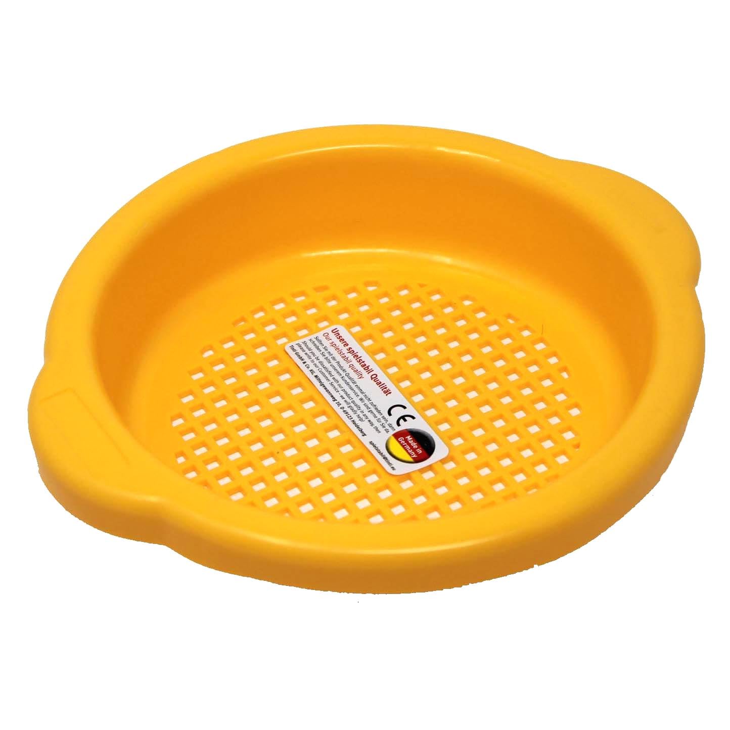 Spielstabil 12 Pack Small Sand Sieves (4 Red, 4 Blue, 4 Yellow Beach Sifters) - Made in Germany