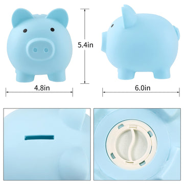 Gadiedie 2Pcs Piggy Banks, Cute Plastic Pig Money Box, Piggy Bank For Girls And Boys, Unbreakable Plastic Coin Bank Fun Gifts Fo