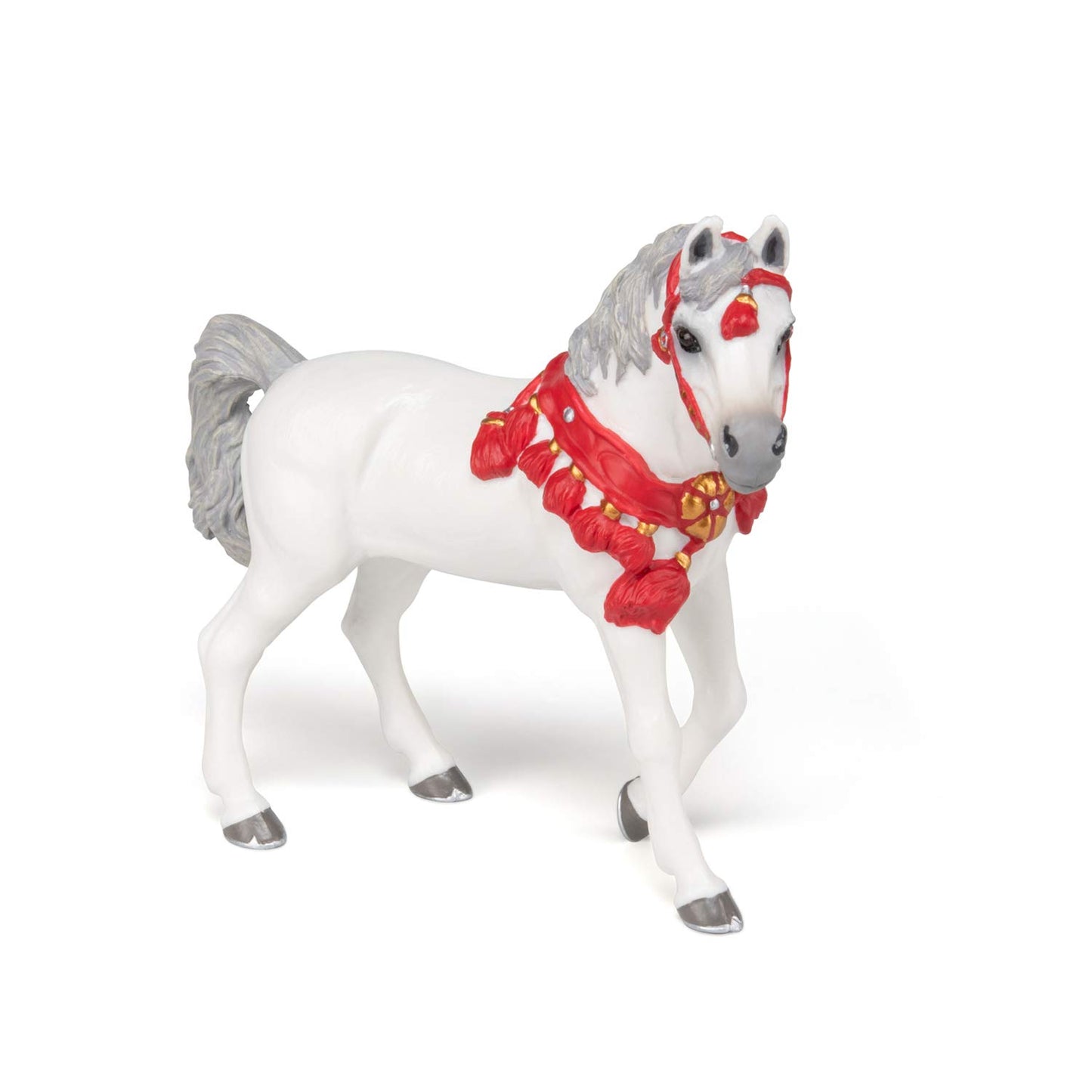Papo - Hand-Painted - Figurine - Horses,Foals And Ponies - White Arabian Horse In Parade Dress-51568 - Collectible - For Children - Suitable For Boys And Girls - From 3 Years Old