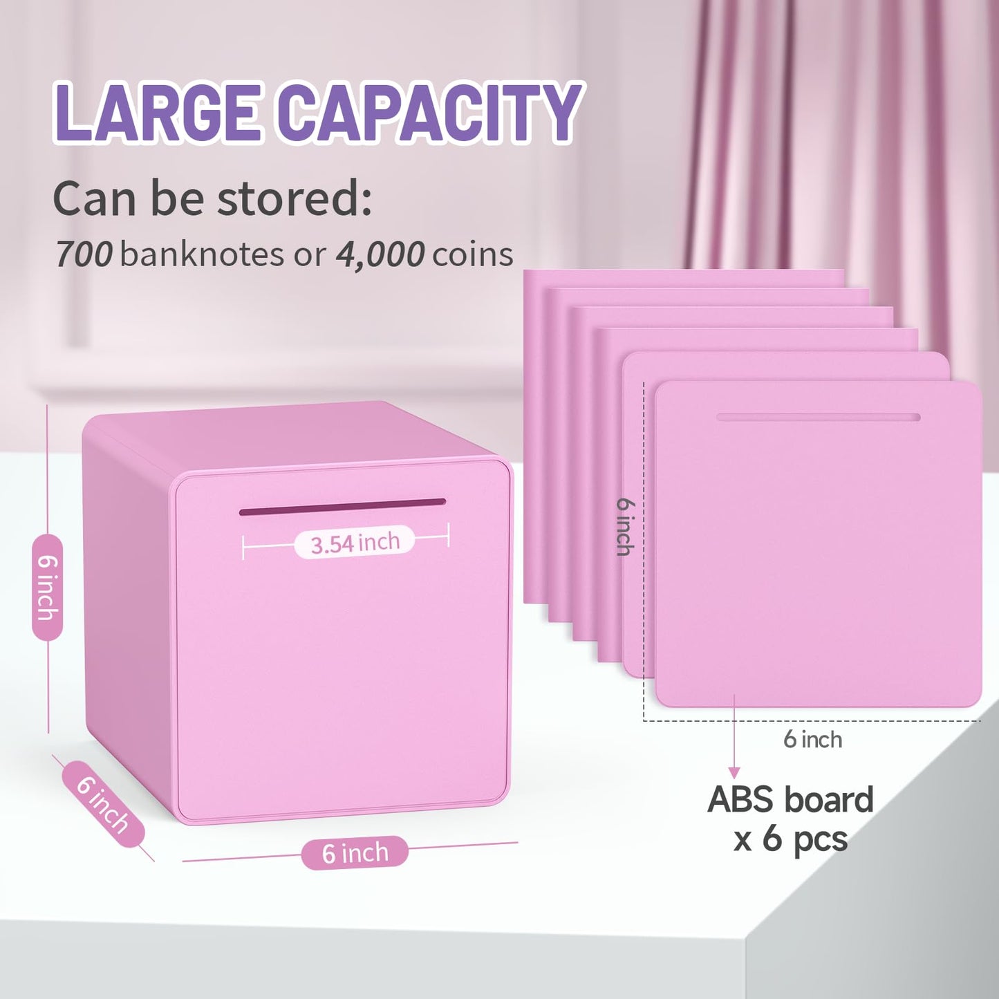 Hizgo Adults Piggy Bank, 6' Large Savings Box For Adults/Kids Must Break To Open, Assembly Money Saving Box For 2025 Cash Saving (Purple)