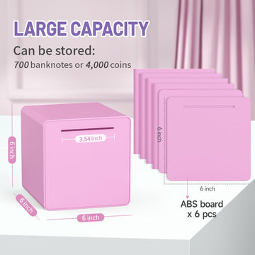 Hizgo Adults Piggy Bank, 6' Large Savings Box For Adults/Kids Must Break To Open, Assembly Money Saving Box For 2025 Cash Saving (Purple)