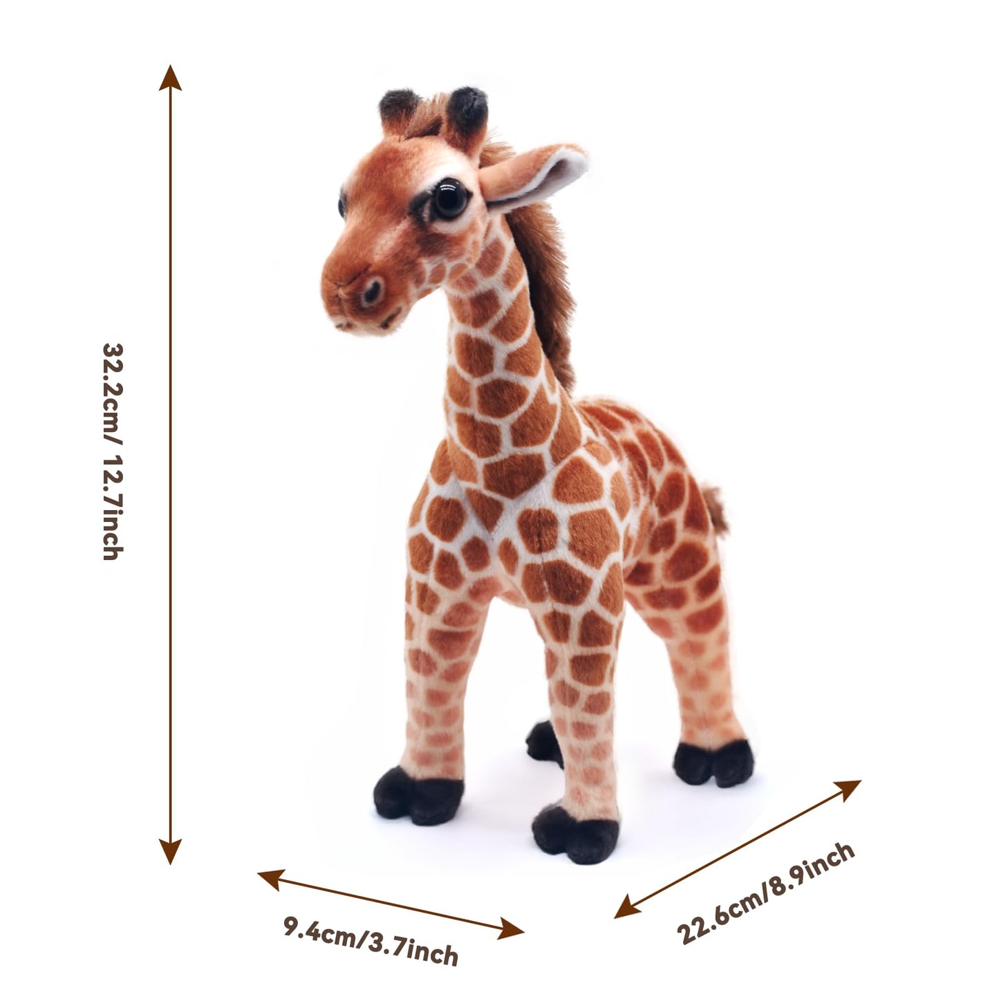HWD 14'' Stuffed Giraffe Doll - Cute Soft Plush Toy for Kids, Brown, Model H-CJL-02